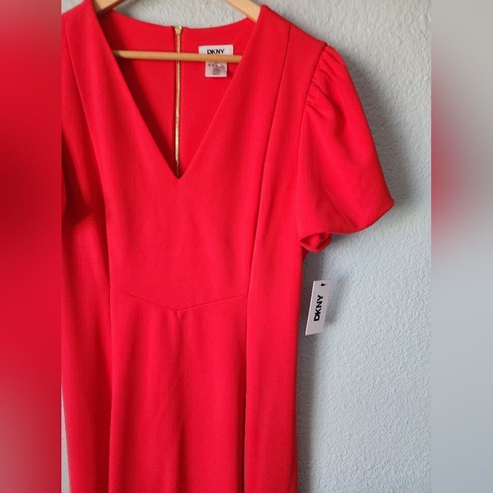 DKNY Women's Vibrant Red Midi Dress - Picture 3 of 16